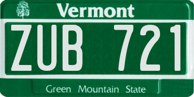 VT license plate ZUB721