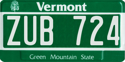 VT license plate ZUB724