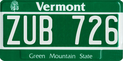 VT license plate ZUB726