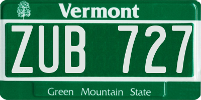 VT license plate ZUB727