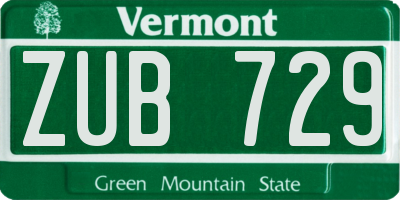 VT license plate ZUB729