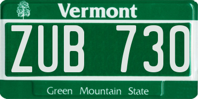 VT license plate ZUB730