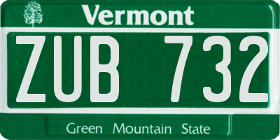 VT license plate ZUB732