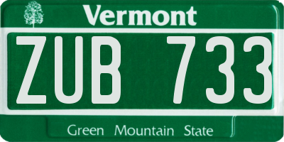 VT license plate ZUB733