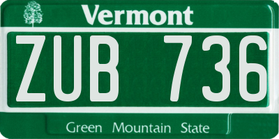 VT license plate ZUB736