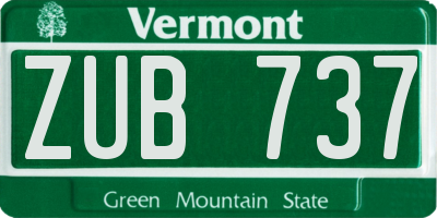VT license plate ZUB737