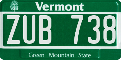 VT license plate ZUB738