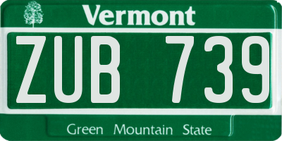VT license plate ZUB739