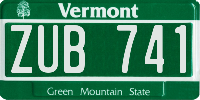 VT license plate ZUB741