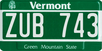 VT license plate ZUB743
