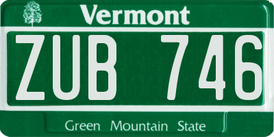 VT license plate ZUB746