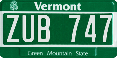 VT license plate ZUB747