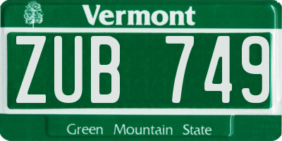 VT license plate ZUB749
