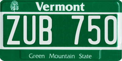VT license plate ZUB750