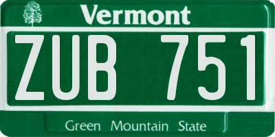 VT license plate ZUB751