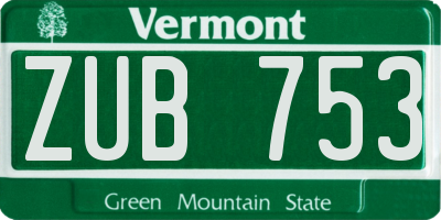 VT license plate ZUB753