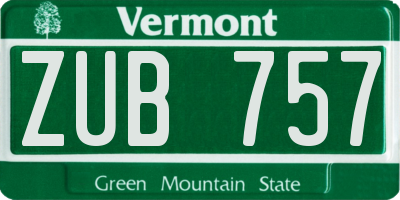 VT license plate ZUB757