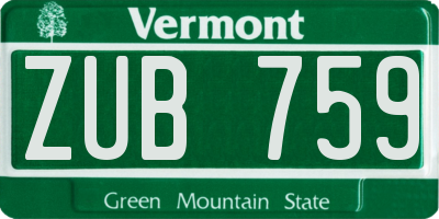 VT license plate ZUB759
