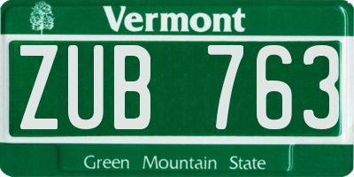 VT license plate ZUB763
