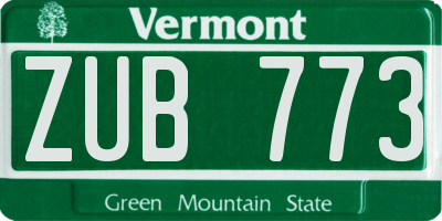 VT license plate ZUB773