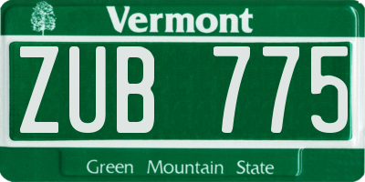 VT license plate ZUB775