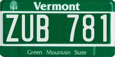 VT license plate ZUB781