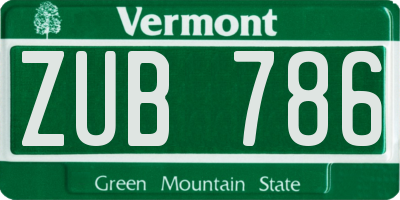 VT license plate ZUB786