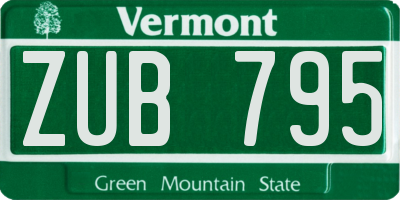 VT license plate ZUB795