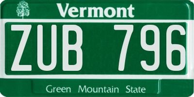 VT license plate ZUB796