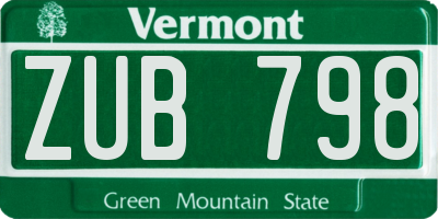 VT license plate ZUB798