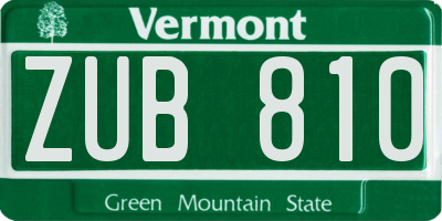 VT license plate ZUB810