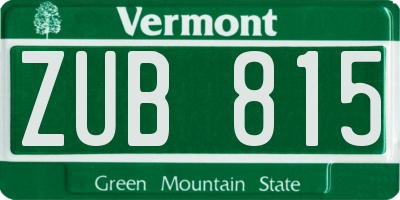 VT license plate ZUB815