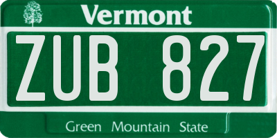 VT license plate ZUB827