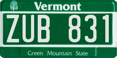 VT license plate ZUB831