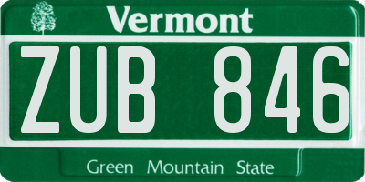 VT license plate ZUB846