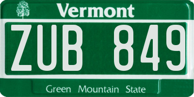 VT license plate ZUB849