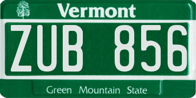 VT license plate ZUB856