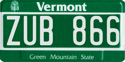 VT license plate ZUB866