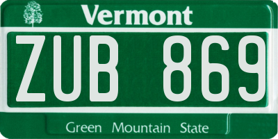 VT license plate ZUB869