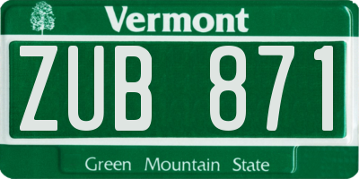 VT license plate ZUB871