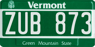 VT license plate ZUB873