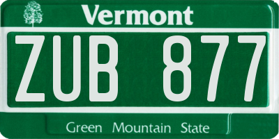 VT license plate ZUB877