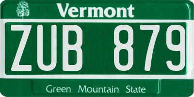 VT license plate ZUB879
