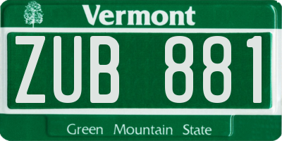 VT license plate ZUB881