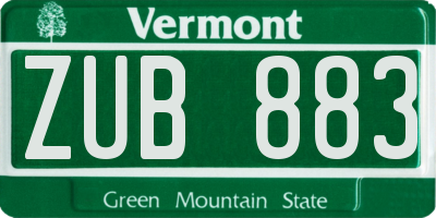 VT license plate ZUB883