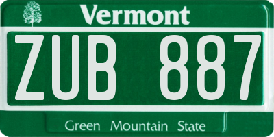 VT license plate ZUB887