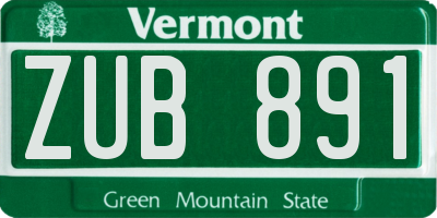 VT license plate ZUB891