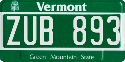 VT license plate ZUB893