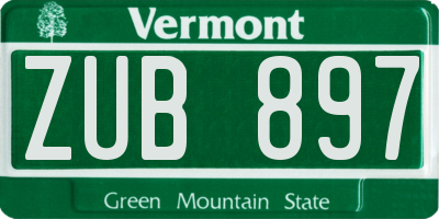 VT license plate ZUB897
