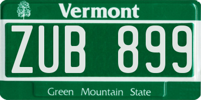 VT license plate ZUB899